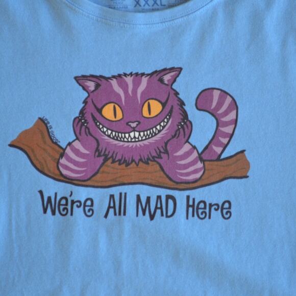 Life is Good Alice in Wonderland Disney Cheshire Cat Tee T-Shirt Size 3XL Blue - Picture 2 of 4